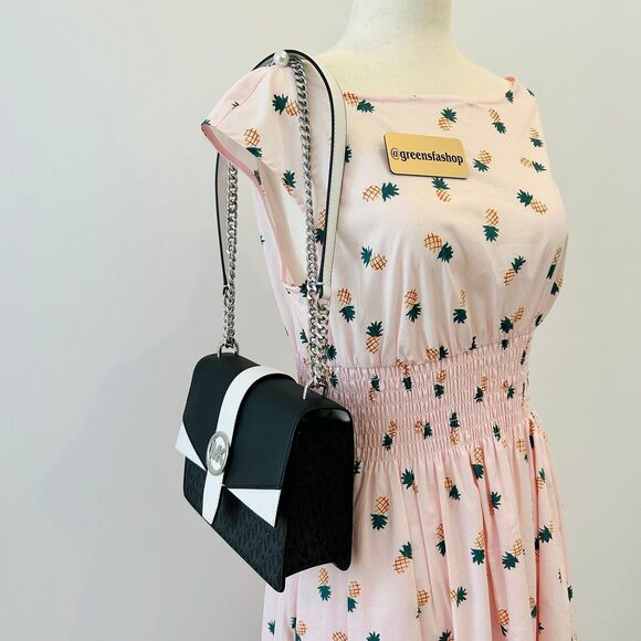 Michael Kors Purse Greenwich Small Signature Logo Crossbody Bag Black - Picture 11 of 11